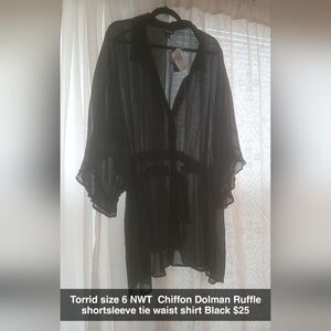 Torrid Black Chiffon Ruffle Top
